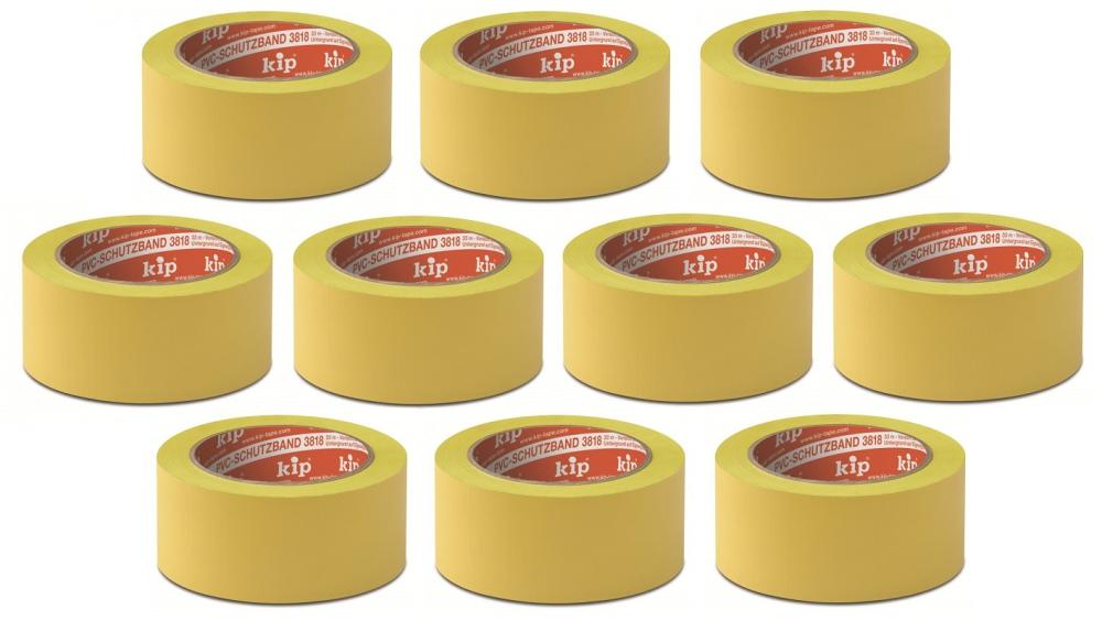 KIP 3818 PVC-Klebeband gelb, quer gerillt 50 mm x 33 m - 10 Rollen